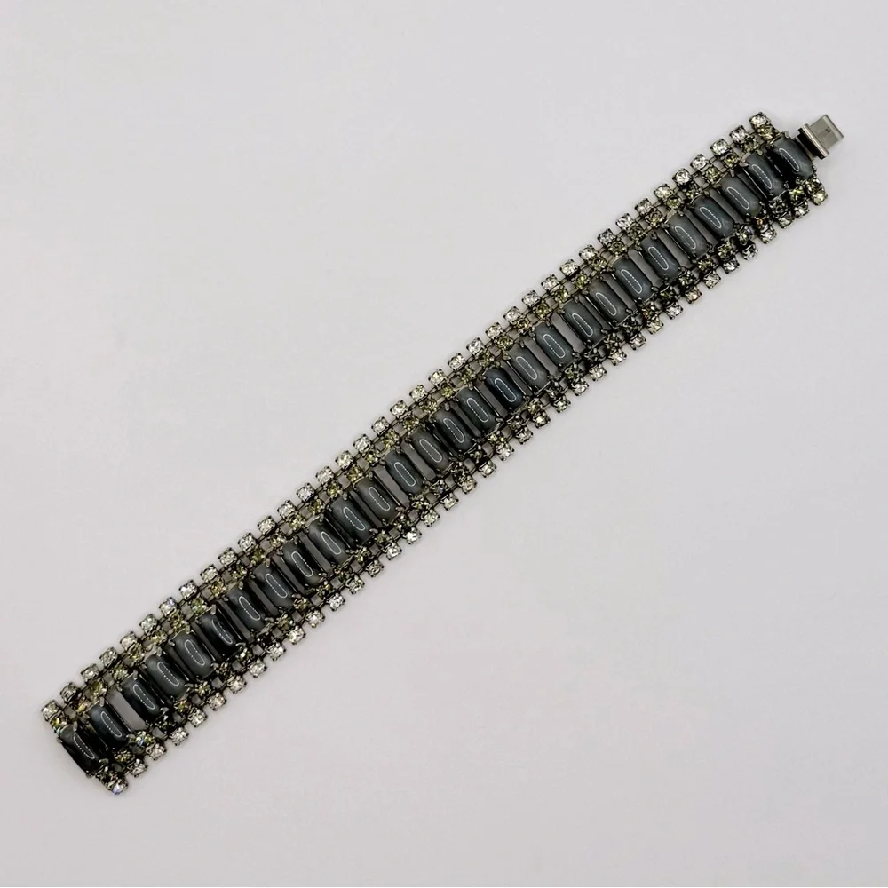 VINTAGE Glass & Crystal Statement Bracelet